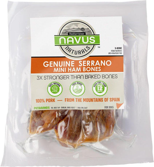 Navus Naturals Genuine Serrano Mini Ham Bone Dog Treats, 3-count (Size: 3-count)