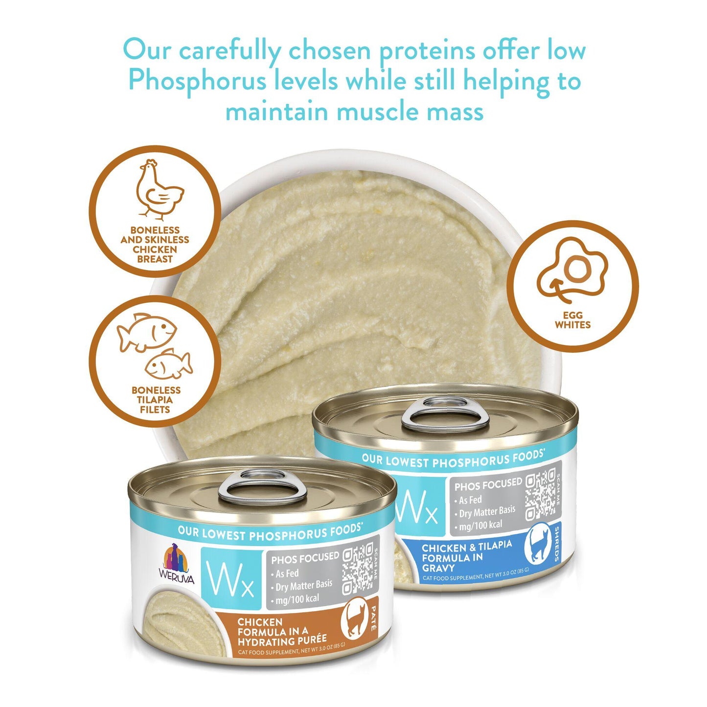 Weruva Wx Phos Focused Chicken Formula in a Hydrating Puree Wet Cat Food Can, 3-oz (Size: 3-oz)