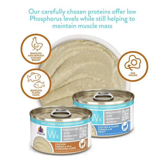 Weruva Wx Phos Focused Chicken Formula in a Hydrating Puree Wet Cat Food Can, 3-oz