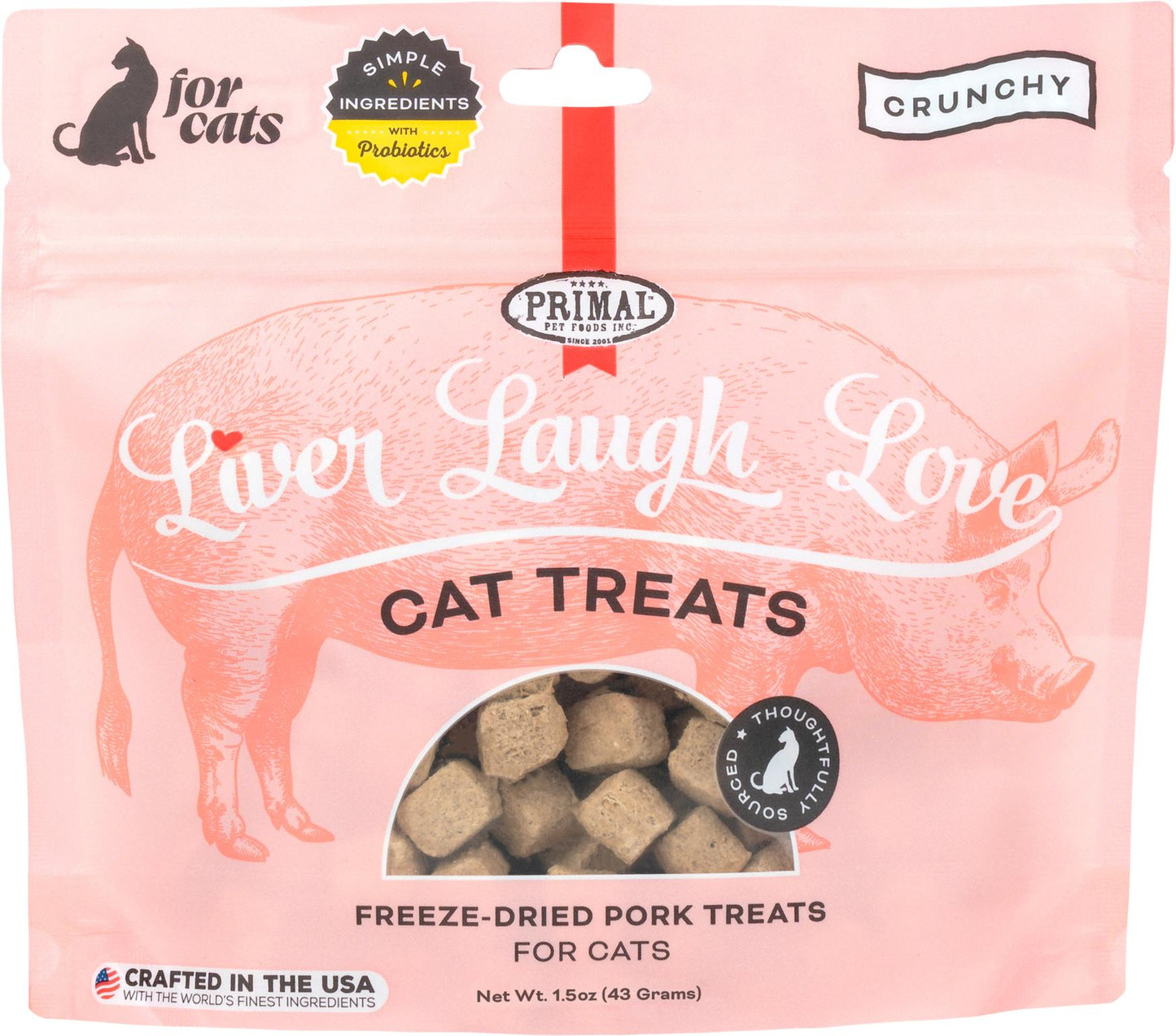 Primal Liver, Laugh, Love Simply Pork Freeze-Dried Cat Treats, 1.5-oz (Size: 1.5-oz)