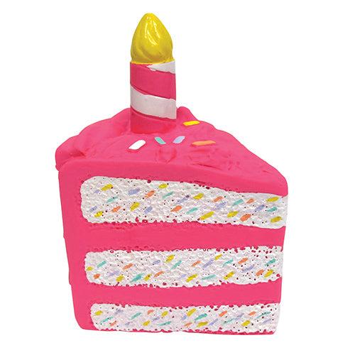 foufouBRANDS Birthday Cake Slice Latex Dog Toy, Pink, 6-in (Size: 6-in)