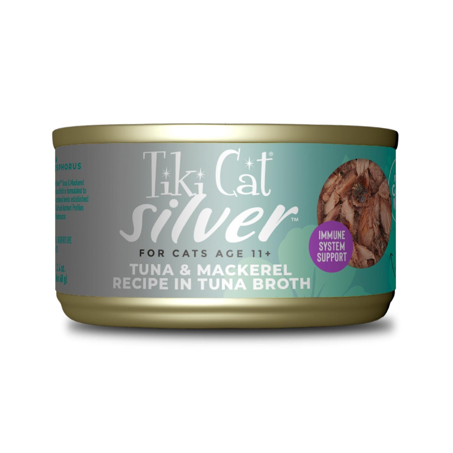 Tiki Cat Silver Senior Whole Foods Tuna & Mackerel in Tuna Broth Wet Cat Food Can, 2.4-oz (Size: 2.4-oz)