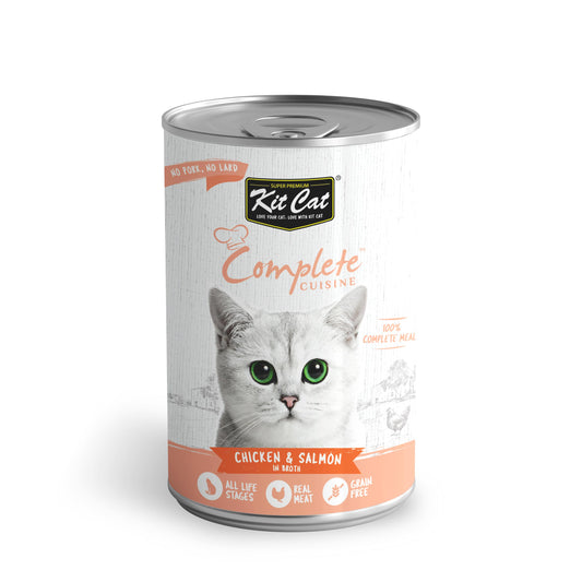 Kit Cat Complete Cuisine Chicken & Salmon in Broth Wet Cat Food Can, 150-gram (Size: 150-gram)