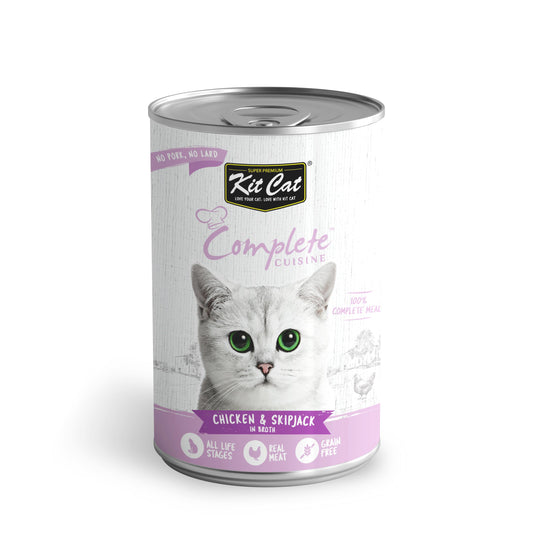 Kit Cat Complete Cuisine Chicken & Skipjack in Broth Wet Cat Food Can, 150-gram (Size: 150-gram)