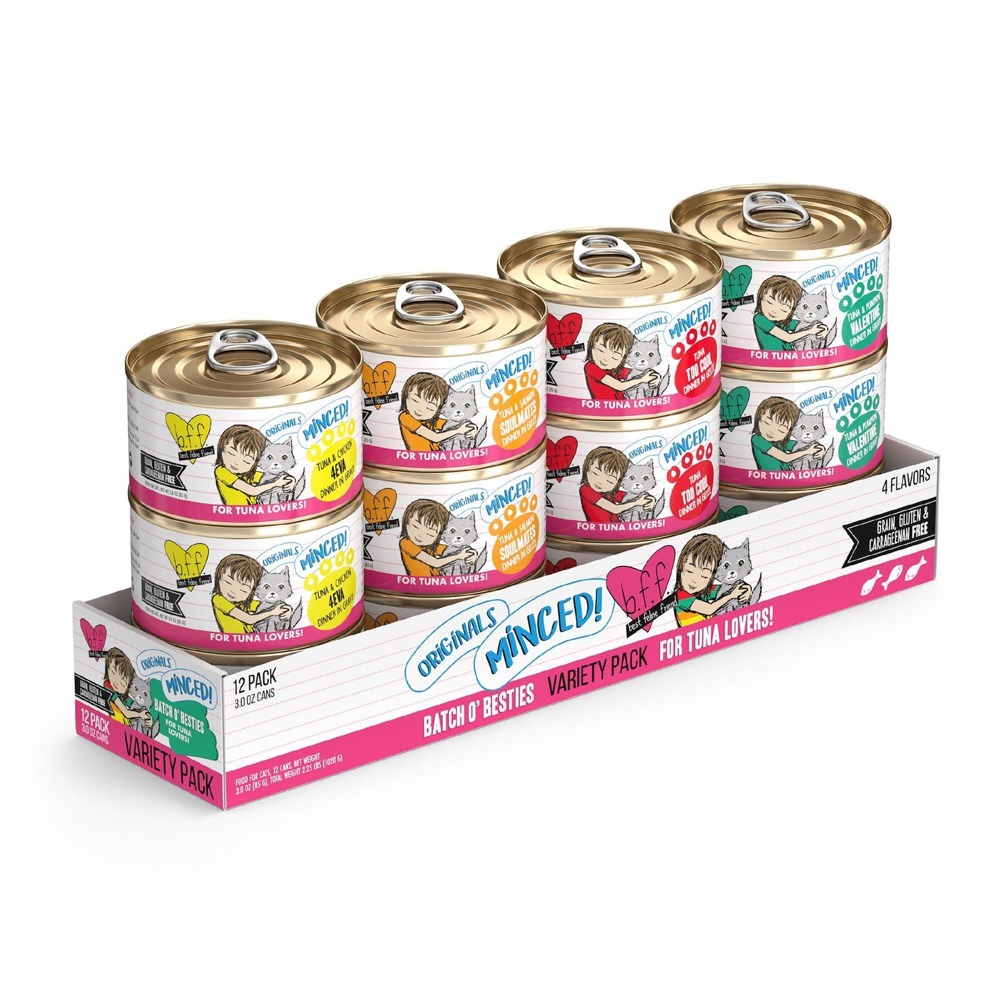 BFF MINCED Batch O' Besties Variety Pack Wet Cat Food Can, 3-oz, 12-pk (Size: 3-oz, 12-pk)