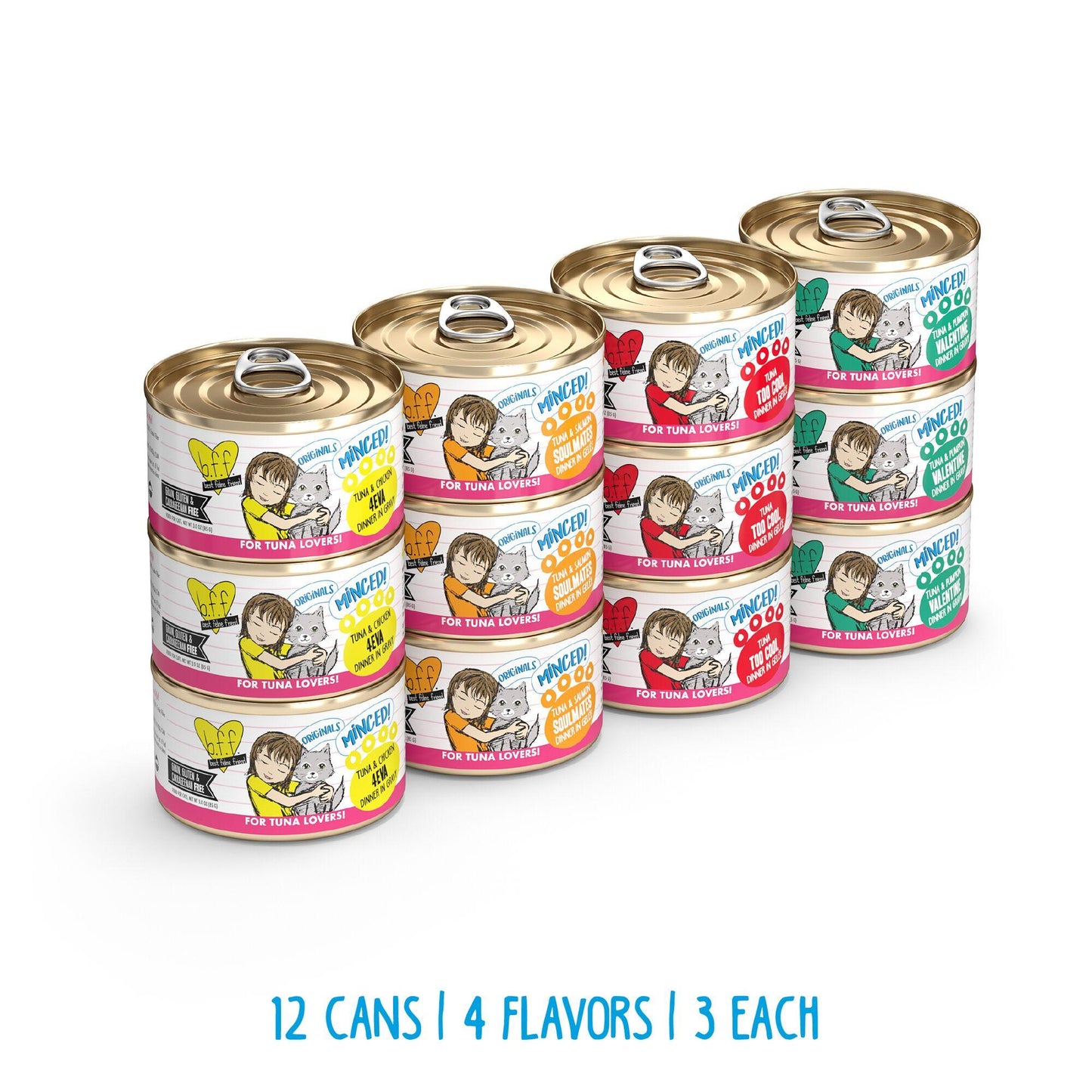 BFF MINCED Batch O' Besties Variety Pack Wet Cat Food Can, 3-oz, 12-pk (Size: 3-oz, 12-pk)