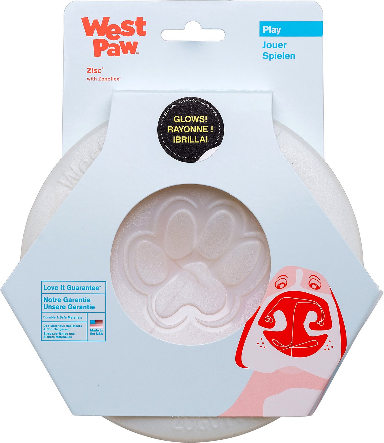 West Paw Zogoflex Zisc Dog Toy, Glow, Large