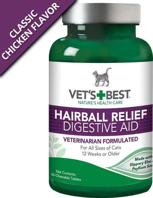 Vet's Best Hairball Relief Digestive Aid Cat Supplement, 60 count