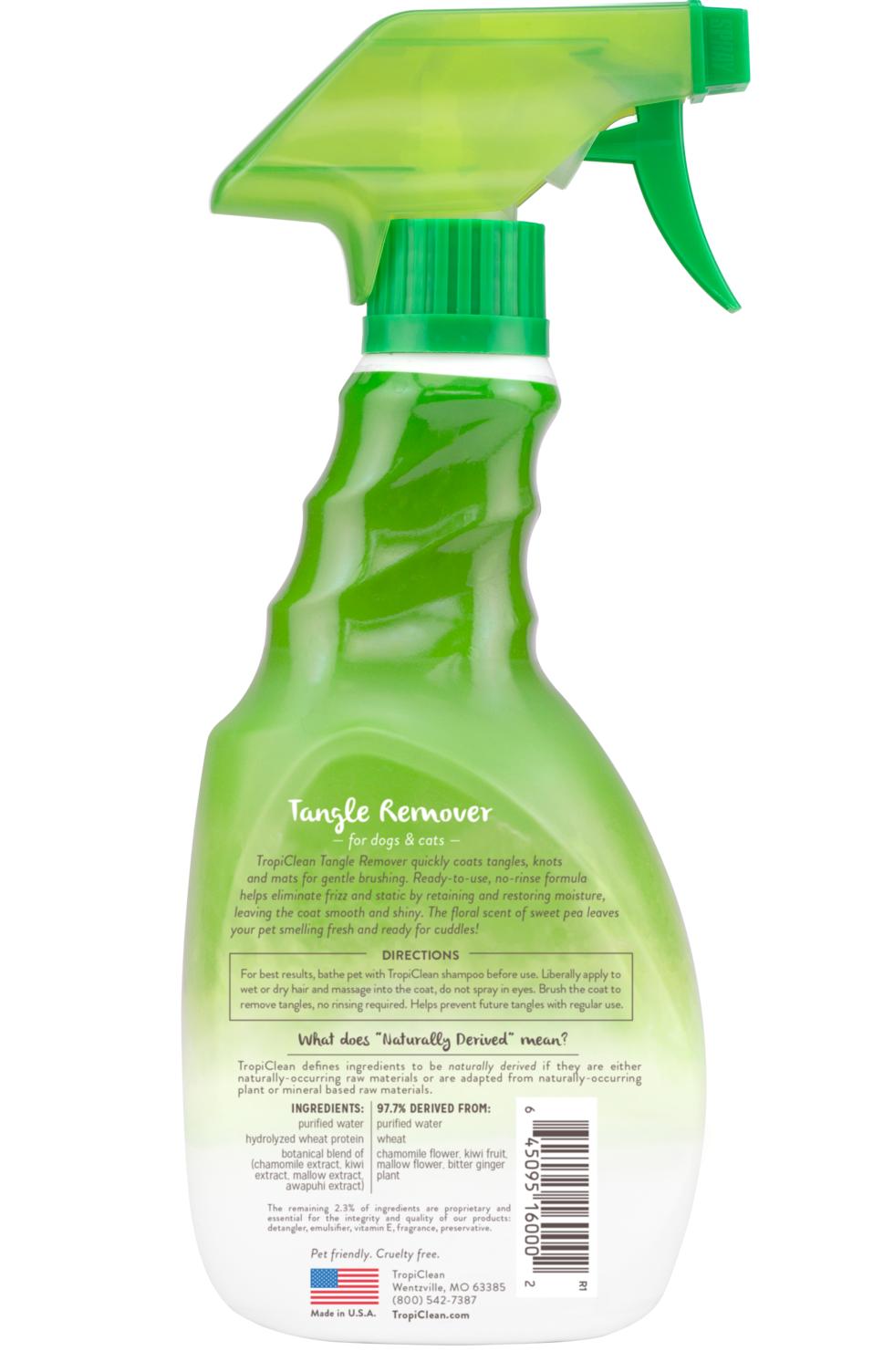 Tropiclean Sweet Pea Tangle Remover Spray for Pets, 16-oz (Size: 16-oz)