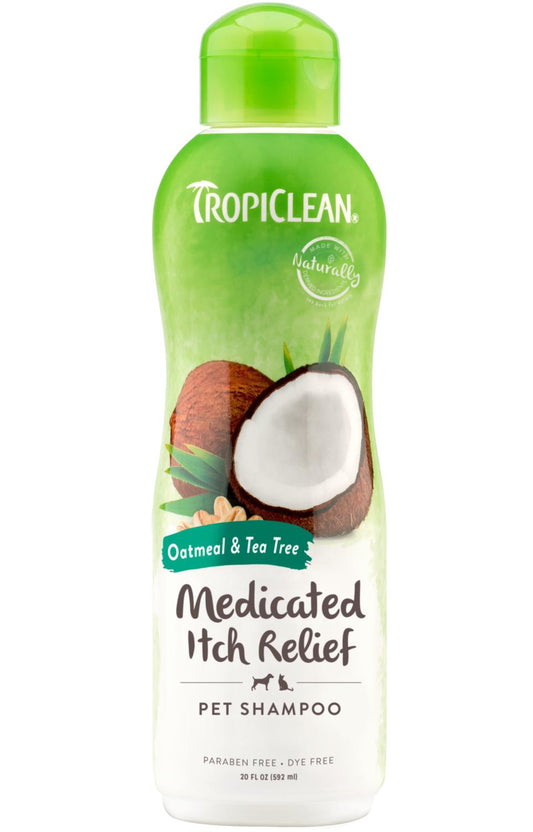 Tropiclean Oatmeal & Tea Tree Medicated Itch Relief Pet Shampoo, 20-oz (Size: 20-oz)