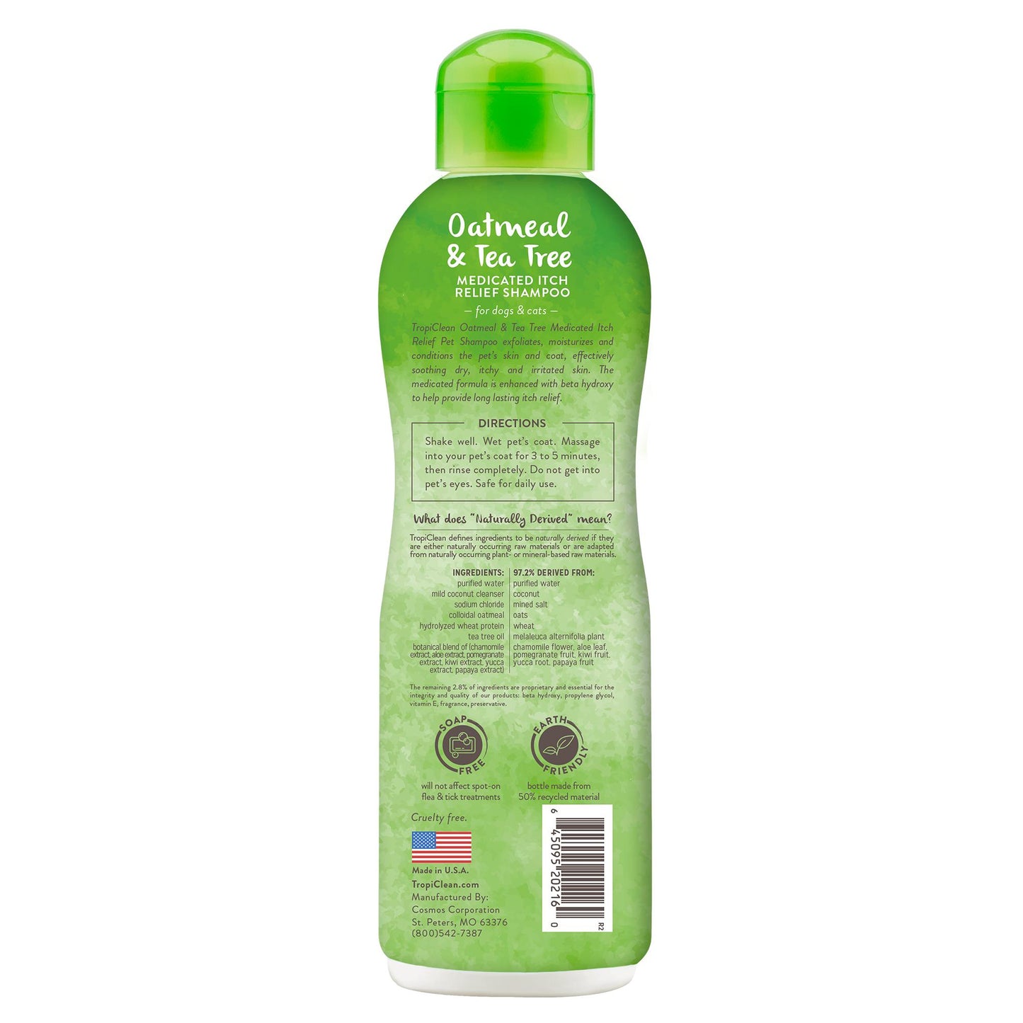 Tropiclean Oatmeal & Tea Tree Medicated Itch Relief Pet Shampoo, 20-oz (Size: 20-oz)