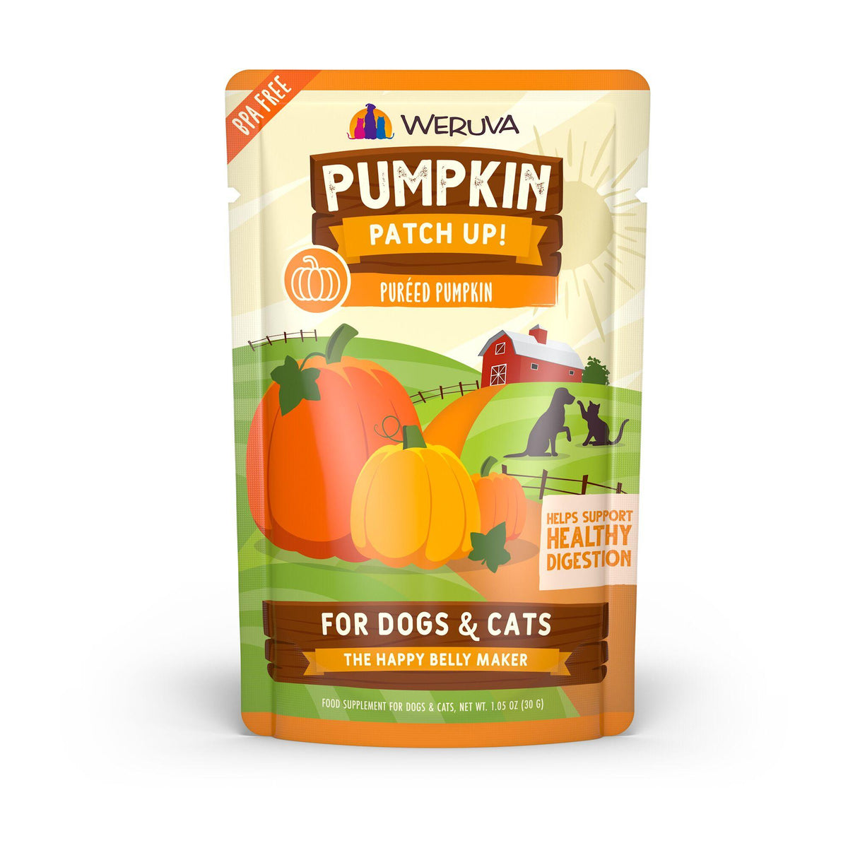 Weruva Pumpkin Patch Up pureed pumpkin supplement pouch for dogs and cats