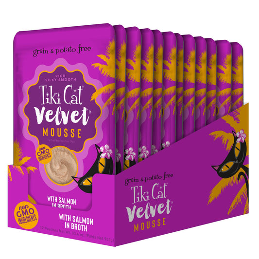 Tiki Cat Velvet Mousse Wild Salmon Wet Cat Food, 2.8-oz