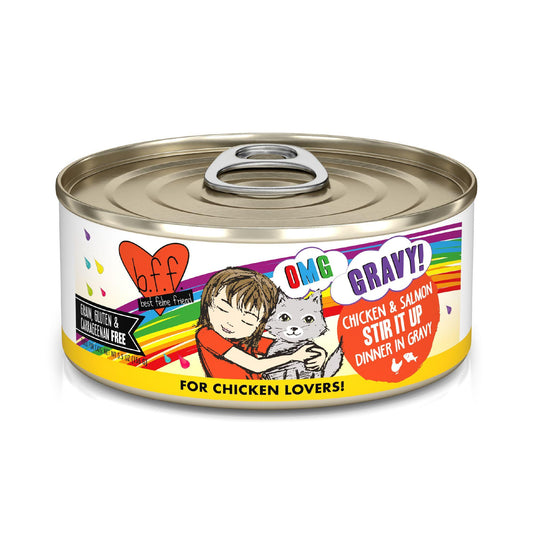BFF OMG GRAVY Chicken & Salmon Stir It Up Dinner in Gravy Wet Cat Food Can, 5.5-oz (Size: 5.5-oz)