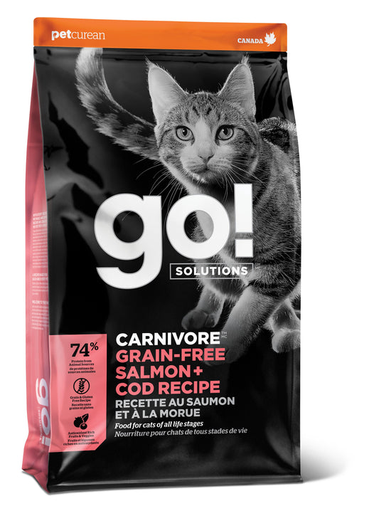 Go! Solutions Carnivore Salmon + Cod Grain-Free Dry Cat Food, 3-lb (Size: 3-lb)
