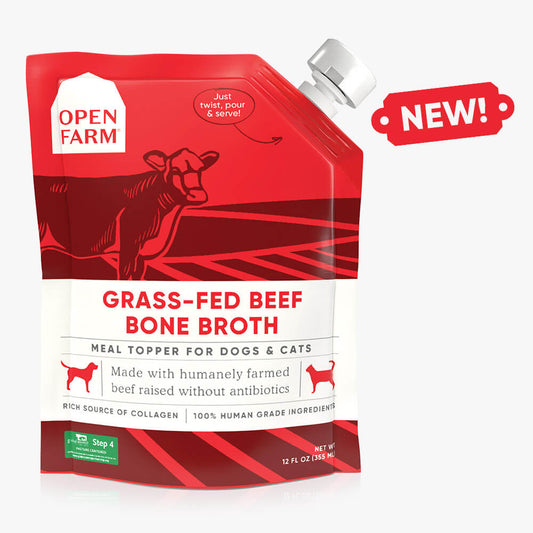 Open Farm Grass-Fed Beef Bone Broth Cat & Dog Meal Topper, 12-fl-oz