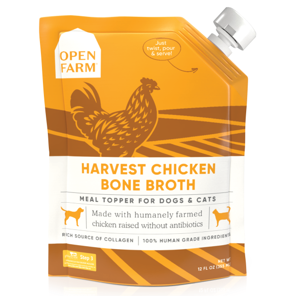 Open Farm Harvest Chicken Bone Broth Cat & Dog Meal Topper, 12-fl-oz (Size: 12-fl-oz)