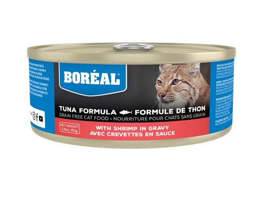 Boreal Red Tuna With Shrimp in Gravy Grain-Free Canned Cat Food, 80-gram (Size: 80-gram)