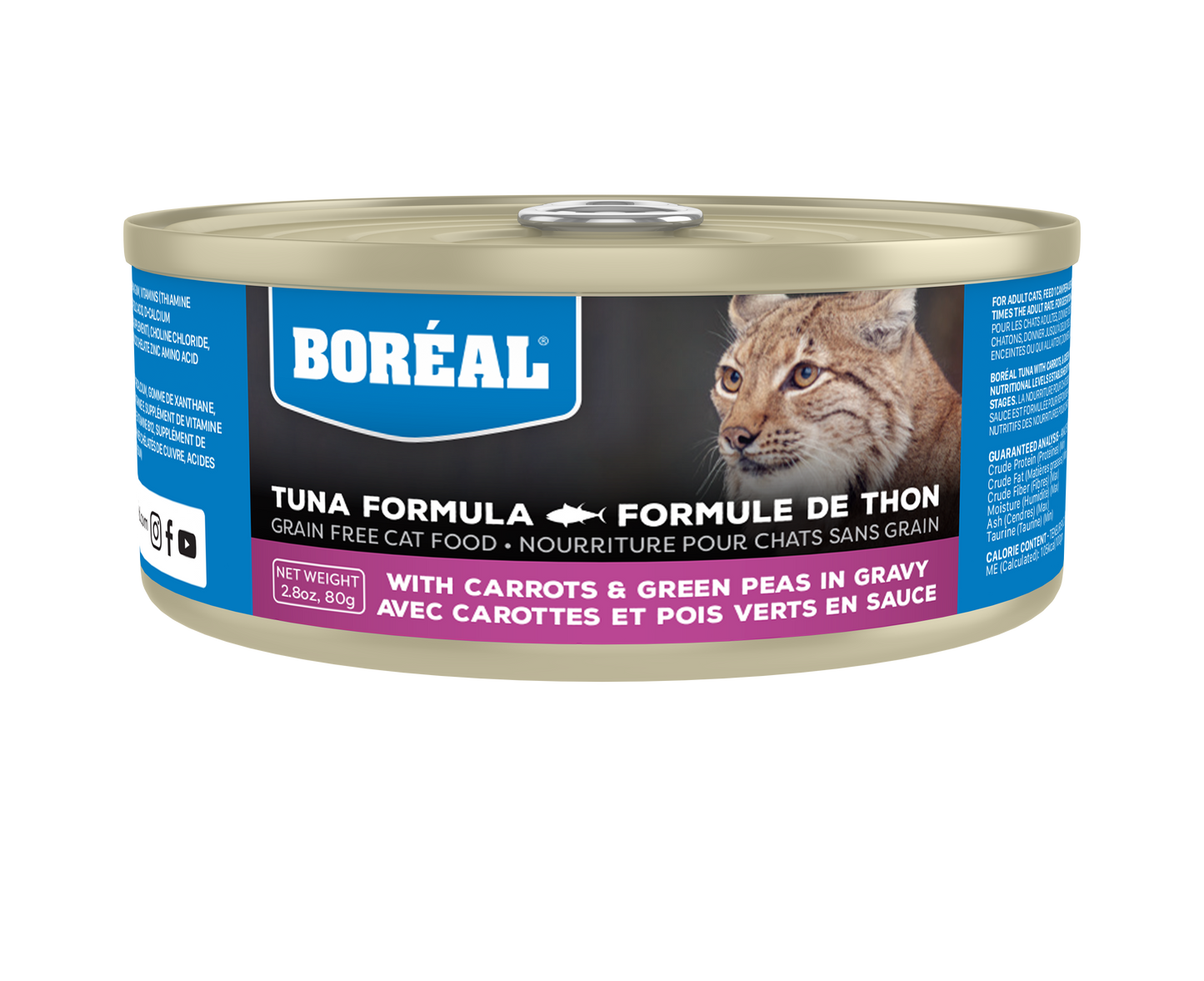 Boreal Red Tuna, Carrot & Green Pea in Gravy Grain-Free Canned Cat Food, 156-gram (Size: 156-gram)