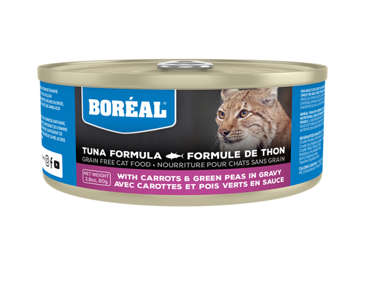 Boreal Red Tuna, Carrot & Green Pea in Gravy Grain-Free Canned Cat Food, 156-gram (Size: 156-gram)