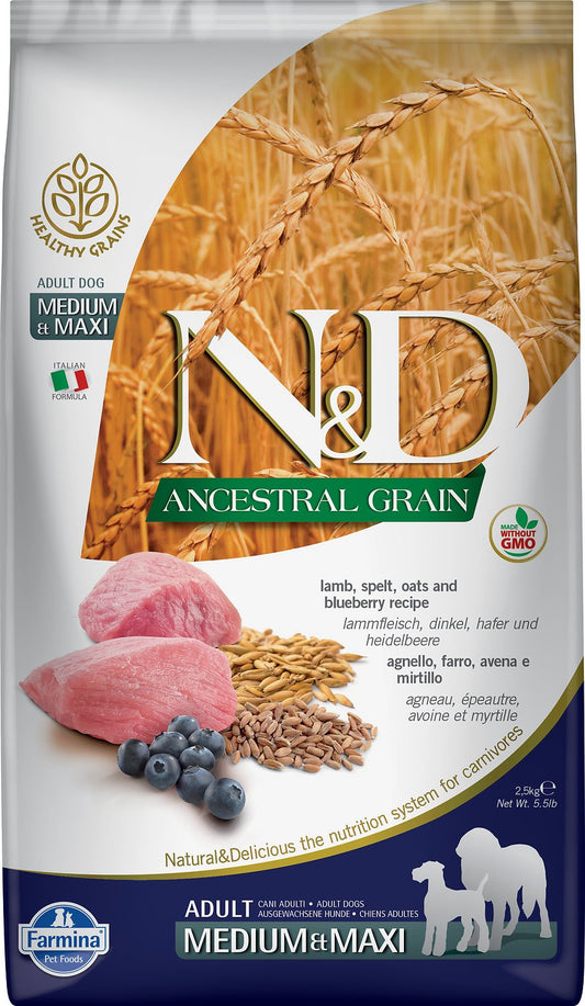 Farmina N&D Ancestral Grain Lamb & Blueberry Mini Adult Dry Dog Food, 5.5-lb