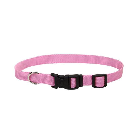 Coastal Adjustable Nylon Collar with Tuff Buckle for Dogs, Pink Bright, 3/4-in x 14-20-in (Size: 3/4-in x 14-20-in, Color: Pink Bright)