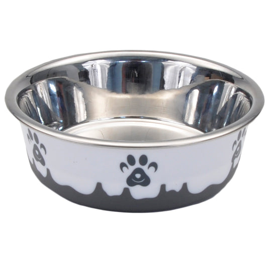 Coastal Maslow Non-Skid Paw Design Dog Bowl, Grey/White, 54-oz (Size: 54-oz)