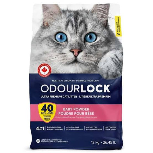 Intersand OdourLock Baby Powder Clumping Cat Litter, 12-kg
