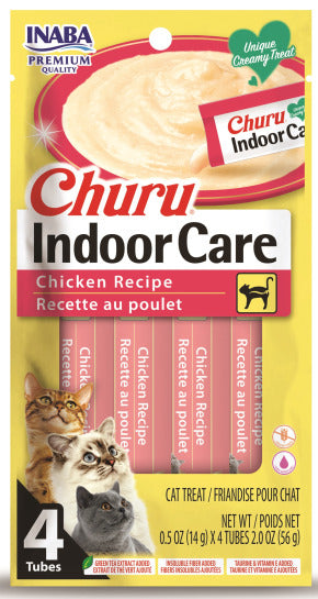 INABA Cat Churu Indoor Care Chicken Recipe, 4 Pack