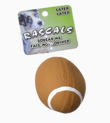 Rascals Latex Football Brown Dog 1pc 4in