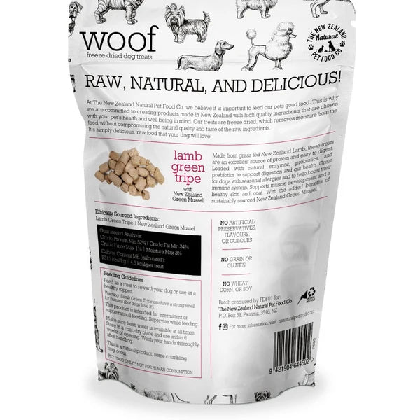 NZ Natural Woof Lamb Green Tripe & Green Lipped Mussel Freeze-Dried Dog Treat 40-g