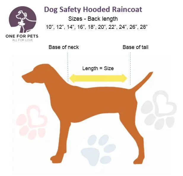 One For Pets  - Hooded Raincoat - Org Red - 22"