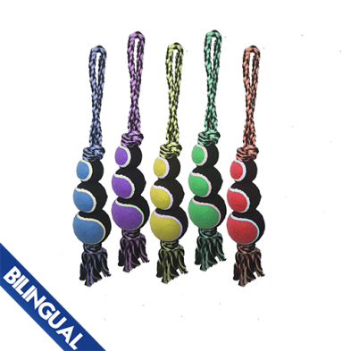 Multipet™ Nuts for Knots™ 2-Knot Rope Tug with 3 Tennis Balls Dog Toy