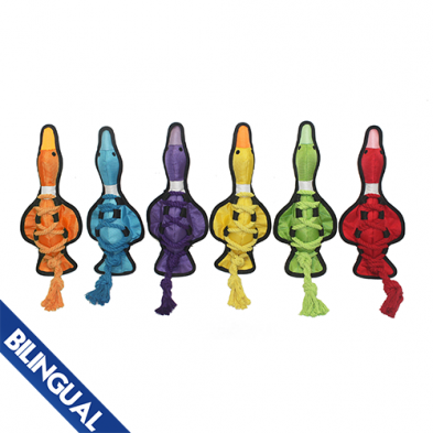 Multipet™ Cross-Ropes Duck Assorted Colors Dog Toy 11.5"
