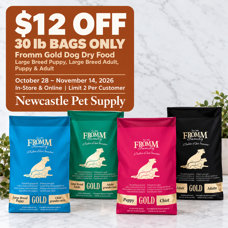 Fromm Gold Dog Food, $12 off 30 lb bags, October 28 to November 14, 2026, in store and online, limit two per customer