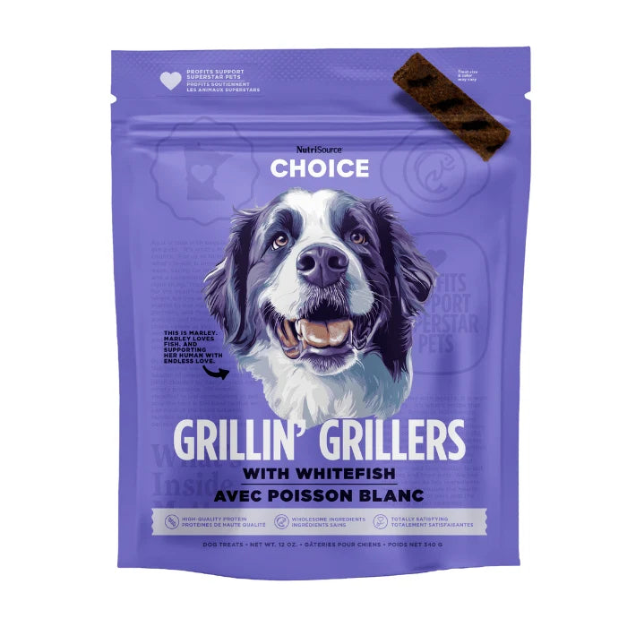 NutriSource Choice Grillin' Grillers with Whitefish Dog Treat 32-oz
