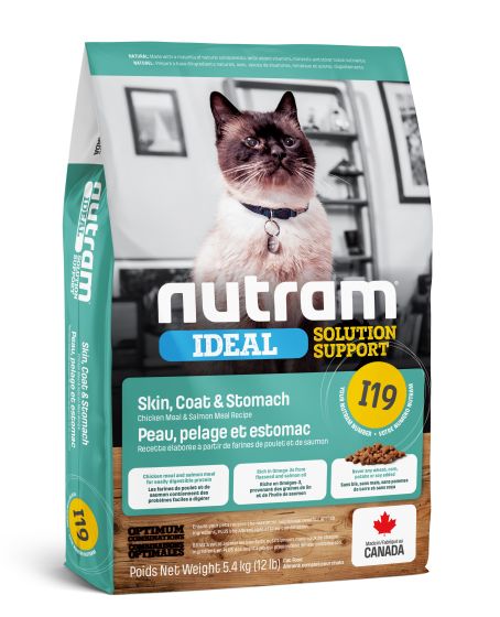 Nutram Ideal (I19) Skin, Coat and Stomach, Chicken and Salmon Cat 12lbs