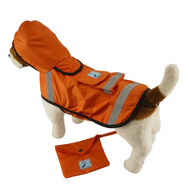 One For Pets Hooded Dog Raincoat, Org Red, 26"