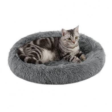 Best Friends By Sheri - Oval Shag Faux Fur Cat/Small Dog Bed Grey -  (21" X 19")