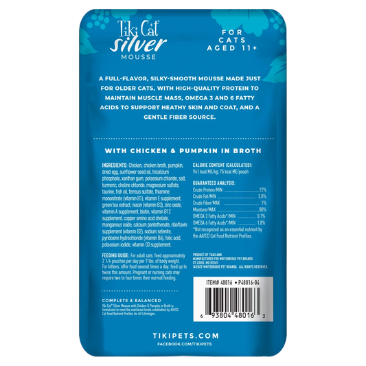 Tiki Cat Velvet Mousse Senior Chicken & Pumpkin Wet Cat Food, 2.8-oz
