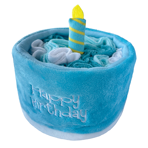 foufouBRANDS fouFIT Hide 'n Seek Birthday Cake Snuffle Blue 5" Dog Toy