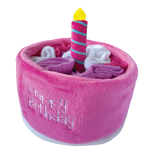 foufouBRANDS™ fouFIT™ Hide 'n Seek Birthday Cake Snuffle Pink 5" Dog Toy