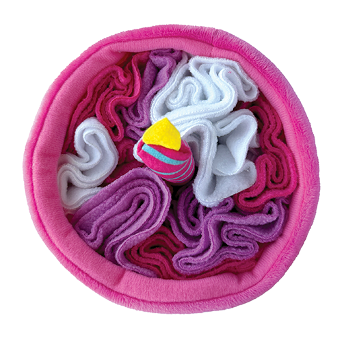 foufouBRANDS™ fouFIT™ Hide 'n Seek Birthday Cake Snuffle Pink 5" Dog Toy