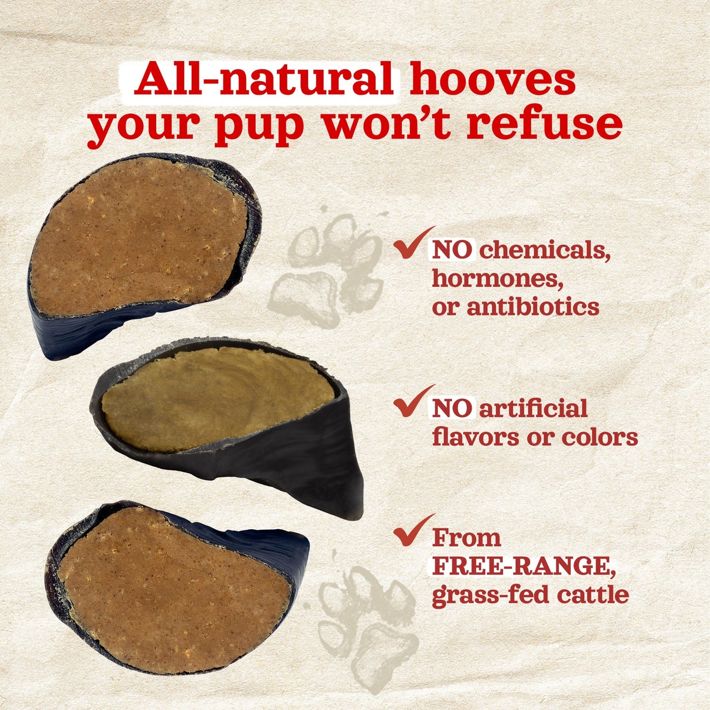 NATURAL FARM - Stuffed Cow Hoof - Peanut Butter - 1 Piece