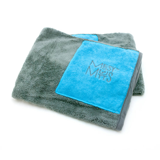 Messy Mutts Microfiber Ultra Soft Towel w/ Hand Pockets, Med, Cool Grey