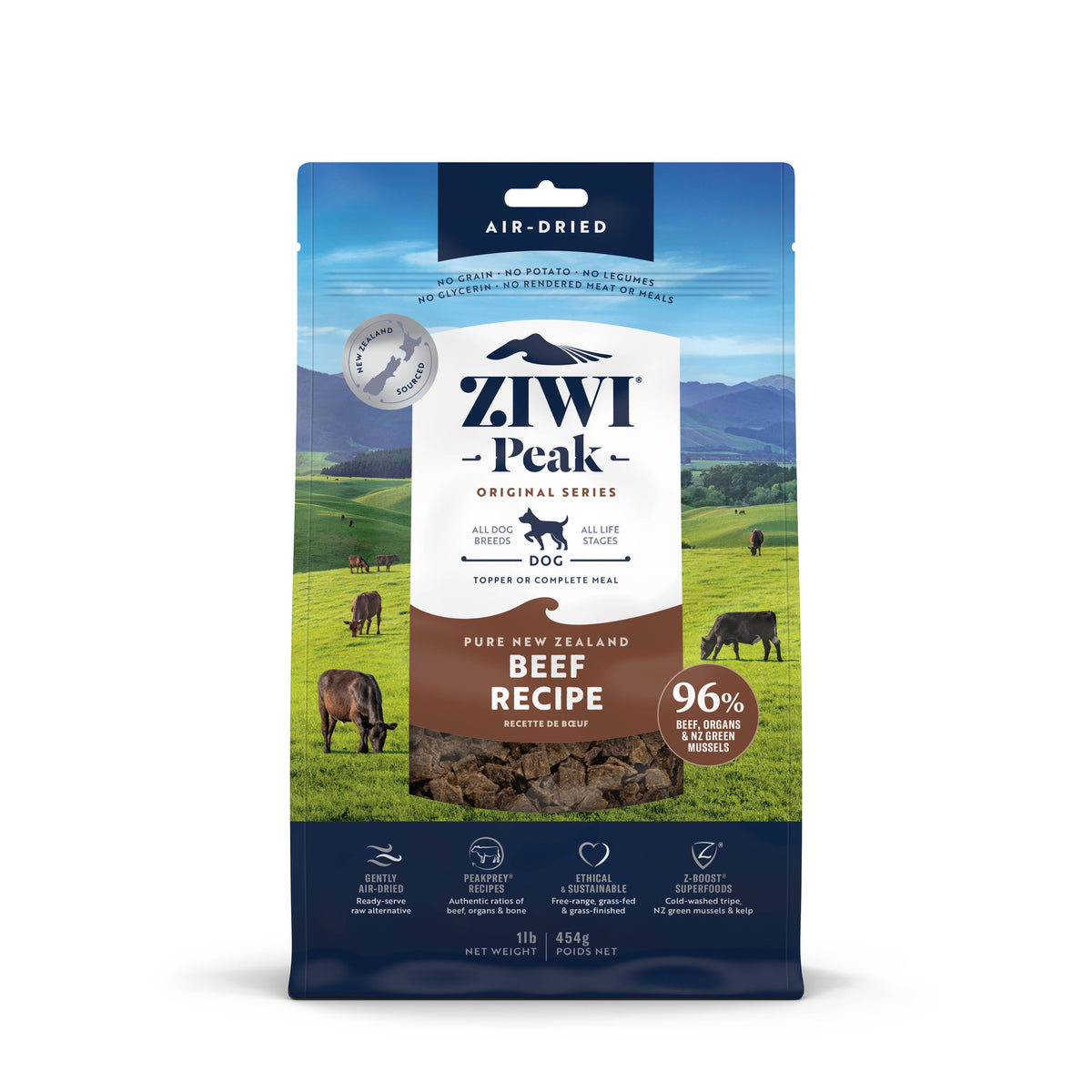 ZIWI Peak Air-Dried Beef Recipe Dog Food 454-g bag