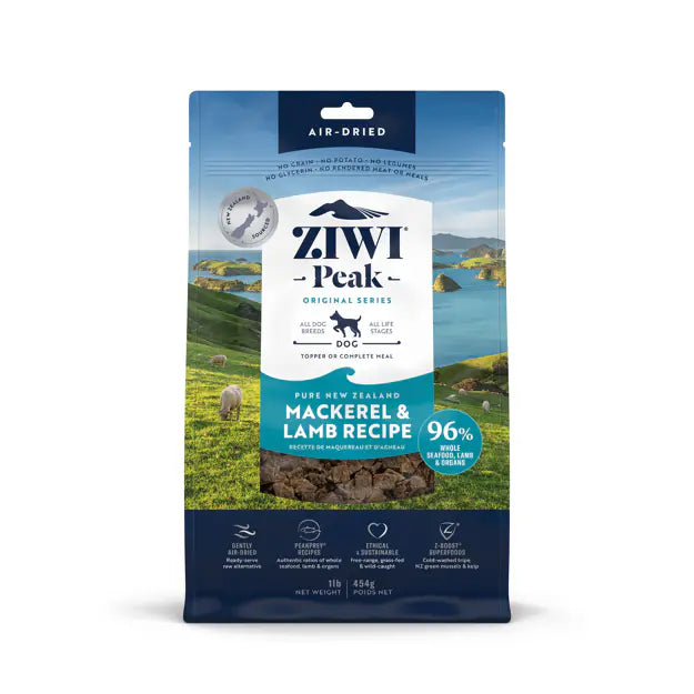 ZIWI Peak Air-Dried Mackerel and Lamb Recipe Dog Food 454-g bag