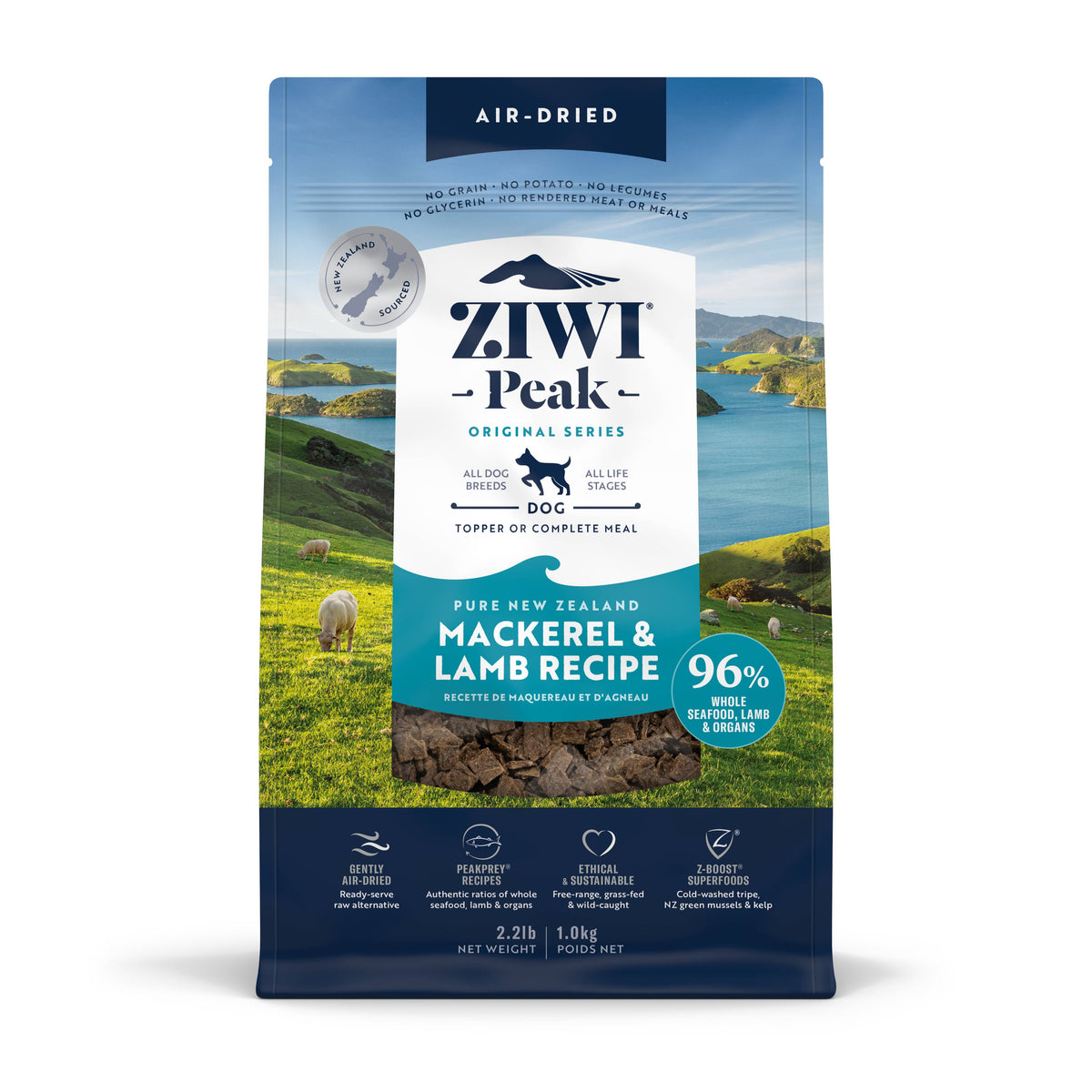 ZIWI Peak Air-Dried Mackerel and Lamb Recipe Dog Food 1-kg bag